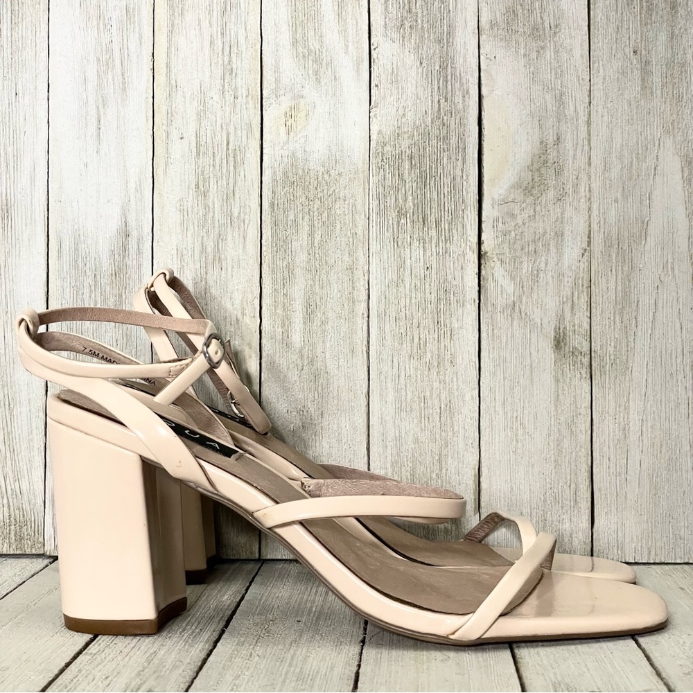 AQUA Strappy Stacked Heel Sandals